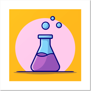 Beaker Glass With Solution Cartoon Vector Icon Illustration Posters and Art